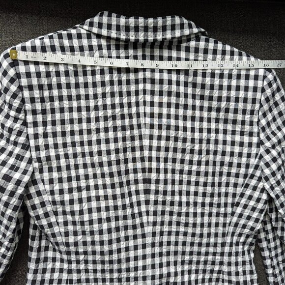 Escada Checked Black and White Seersucker 100% Cotton Blazer - Picture 12 of 16